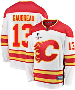 Calgary Flames Johnny Gaudreau 13 Away 2022 Stanley Cup Champions Breakaway Men Jersey - White - Robokeg
