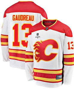 Calgary Flames Johnny Gaudreau 13 Away 2022 Stanley Cup Playoffs Breakaway Men Jersey - White - Robokeg