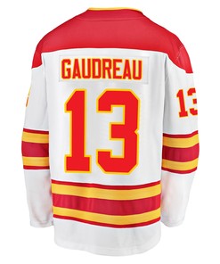 Calgary Flames Johnny Gaudreau 13 Away 2022 Stanley Cup Playoffs Breakaway Men Jersey - White - Robokeg