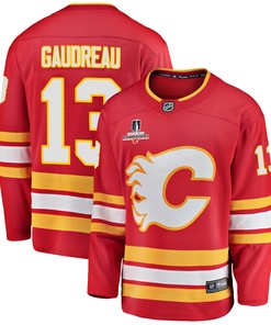 Calgary Flames Johnny Gaudreau 13 Home 2022 Stanley Cup Champions Breakaway Men Jersey - Red - Robokeg