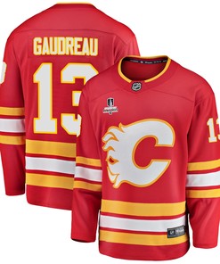 Calgary Flames Johnny Gaudreau 13 Home 2022 Stanley Cup Playoffs Breakaway Men Jersey - Red - Robokeg
