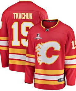 Calgary Flames Matthew Tkachuk 19 Home 2022 Stanley Cup Champions Breakaway Men Jersey - Red - Robokeg