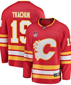 Calgary Flames Matthew Tkachuk 19 Home 2022 Stanley Cup Final Breakaway Men Jersey - Red - Robokeg