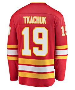 Calgary Flames Matthew Tkachuk 19 Home 2022 Stanley Cup Playoffs Breakaway Men Jersey - Red - Robokeg