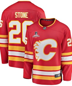 Calgary Flames Michael Stone 26 Home 2022 Stanley Cup Champions Breakaway Men Jersey - Red - Robokeg