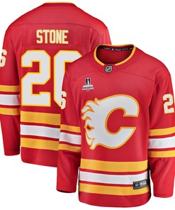 Calgary Flames Michael Stone 26 Home 2022 Stanley Cup Playoffs Breakaway Men Jersey - Red - Robokeg
