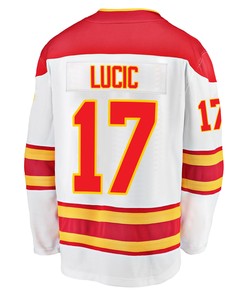 Calgary Flames Milan Lucic 17 Away 2022 Stanley Cup Champions Breakaway Men Jersey - White - Robokeg