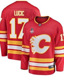Calgary Flames Milan Lucic 17 Home 2022 Stanley Cup Final Breakaway Men Jersey - Red - Robokeg