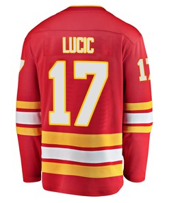 Calgary Flames Milan Lucic 17 Home 2022 Stanley Cup Playoffs Breakaway Men Jersey - Red - Robokeg