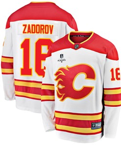 Calgary Flames Nikita Zadorov 16 Away 2022 Stanley Cup Playoffs Breakaway Men Jersey - White - Robokeg