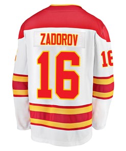 Calgary Flames Nikita Zadorov 16 Away 2022 Stanley Cup Playoffs Breakaway Men Jersey - White - Robokeg