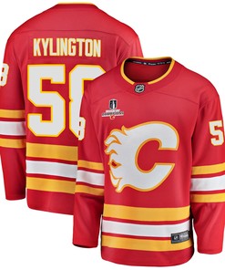 Calgary Flames Oliver Kylington 58 Home 2022 Stanley Cup Champions Breakaway Men Jersey - Red - Robokeg