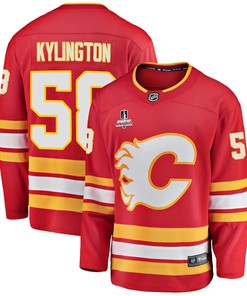 Calgary Flames Oliver Kylington 58 Home 2022 Stanley Cup Playoffs Breakaway Men Jersey - Red - Robokeg