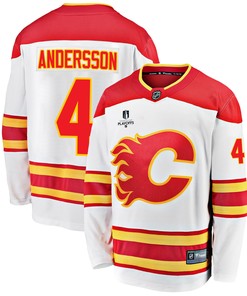 Calgary Flames Rasmus Andersson 4 Away 2022 Stanley Cup Playoffs Breakaway Men Jersey - White - Robokeg