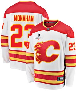Calgary Flames Sean Monahan 23 Away 2022 Stanley Cup Champions Breakaway Men Jersey - White - Robokeg