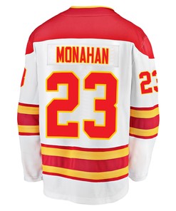 Calgary Flames Sean Monahan 23 Away 2022 Stanley Cup Playoffs Breakaway Men Jersey - White - Robokeg