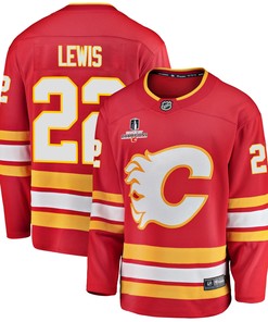 Calgary Flames Trevor Lewis 22 Home 2022 Stanley Cup Champions Breakaway Men Jersey - Red - Robokeg