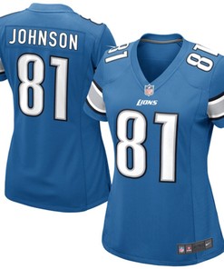 Calvin Johnson Detroit Lions Nike Womens Game Jersey - Light Blue - Robokeg