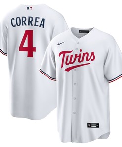 Carlos Correa 4 Minnesota Twins Team Logo Home Men Jersey - White - Robokeg