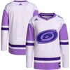 Carolina Hurricanes Adidas Hockey Fights Cancer Primegreen Authentic Blank Practice Jersey - White/purple Nhl - Robokeg