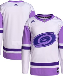 Carolina Hurricanes Adidas Hockey Fights Cancer Primegreen Authentic Blank Practice Jersey - White/purple Nhl - Robokeg