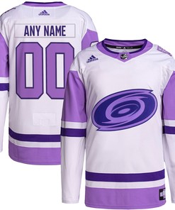 Carolina Hurricanes Adidas Hockey Fights Cancer Primegreen Authentic Custom Jersey - White/purple Custom Jerseys Nhl - Robokeg