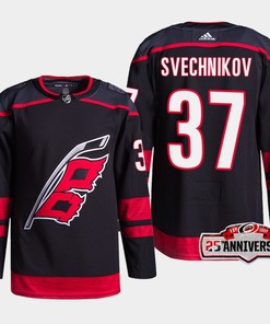 Carolina Hurricanes Andrei Svechnikov 37 Black 25th Anniversary 2022-23 Home Jersey - Robokeg