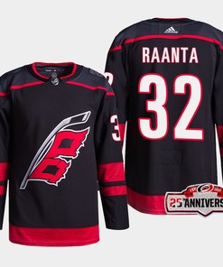 Carolina Hurricanes Antti Raanta 32 Black 25th Anniversary 2022-23 Home Jersey - Robokeg