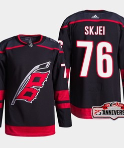 Carolina Hurricanes Brady Skjei 76 Black 25th Anniversary 2022-23 Home Jersey - Robokeg