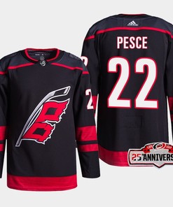 Carolina Hurricanes Brett Pesce 22 Black 25th Anniversary 2022-23 Home Jersey - Robokeg