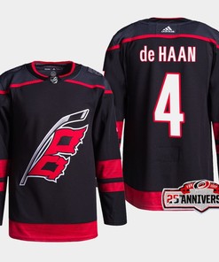 Carolina Hurricanes Calvin De Haan 4 Black 2022-23 Home Jersey - Robokeg