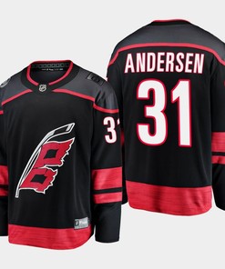 Carolina Hurricanes Frederik Andersen 31 2022-23 Primary Home Black Jersey Breakaway Player - Robokeg
