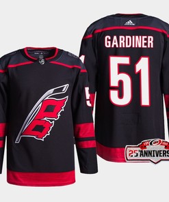 Carolina Hurricanes Jake Gardiner 51 Black 25th Anniversary 2022-23 Home Jersey - Robokeg
