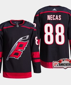Carolina Hurricanes Martin Necas 88 Black 25th Anniversary 2022-23 Home Jersey - Robokeg