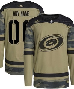 Carolina Hurricanes Military Appreciation Team Custom Practice Jersey - Camo - Robokeg