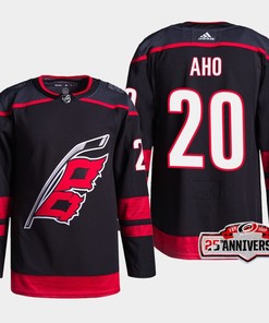 Carolina Hurricanes Sebastian Aho 20 Black 25th Anniversary 2022-23 Home Jersey - Robokeg