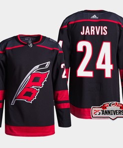 Carolina Hurricanes Seth Jarvis 24 Black 25th Anniversary 2022-23 Home Jersey - Robokeg