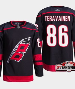 Carolina Hurricanes Teuvo Teravainen 86 Black 25th Anniversary 2022-23 Home Jersey - Robokeg