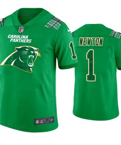 Carolina Panthers #1 Cam Newton Kelly Green St. Patricks Day Jersey - Men - Robokeg