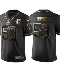 Carolina Panthers Brian Burns 25th Anniversary Black Gold Logo Jersey - Robokeg
