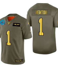 Carolina Panthers Cam Newton 2019 Salute To Service Nfl 100 Mens Jersey Metallic - Robokeg