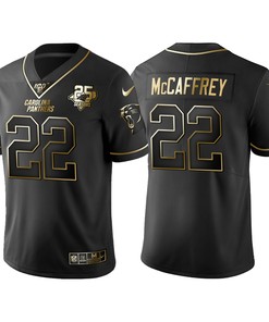 Carolina Panthers Christian Mccaffrey 25th Anniversary Black Gold Logo Jersey - Robokeg