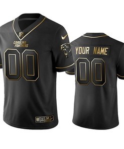Carolina Panthers Custom Black Golden Brandedition Nfl 100 Year Anniversary Mens Jersey - Robokeg