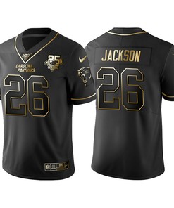 Carolina Panthers Donte Jackson 25th Anniversary Black Gold Logo Jersey - Robokeg