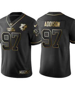 Carolina Panthers Mario Addison 25th Anniversary Black Gold Logo Jersey - Robokeg