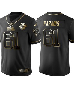Carolina Panthers Matt Paradis 25th Anniversary Black Gold Logo Jersey - Robokeg