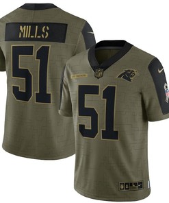 Carolina Panthers Sam Mills 51 Nfl Olive 2021 Salute To Service Player Men Jersey For Panthers Fans - Robokeg