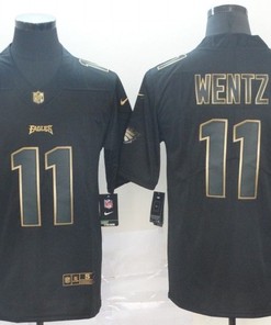 Carson Wentz #11 Philadelphia Eagles Nfl Explosion Legendary Gold Black Jersey - Robokeg