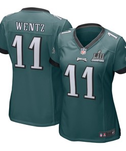 Carson Wentz Philadelphia Eagles Nike Womens Super Bowl Lii Champions Patch Game Jersey - Midnight Green - Robokeg