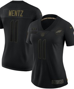 Carson Wentz Philadelphia Eagles Womens 2020 Salute To Service Limited Jersey - Black - Robokeg